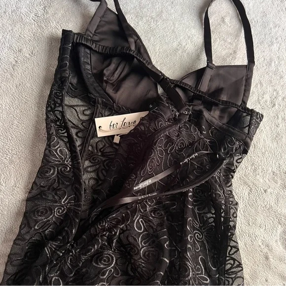 NWT For Love & Lemons Rosanna Soutache Floral Embroidered Sheer Mini Dress Black - Picture 12 of 13